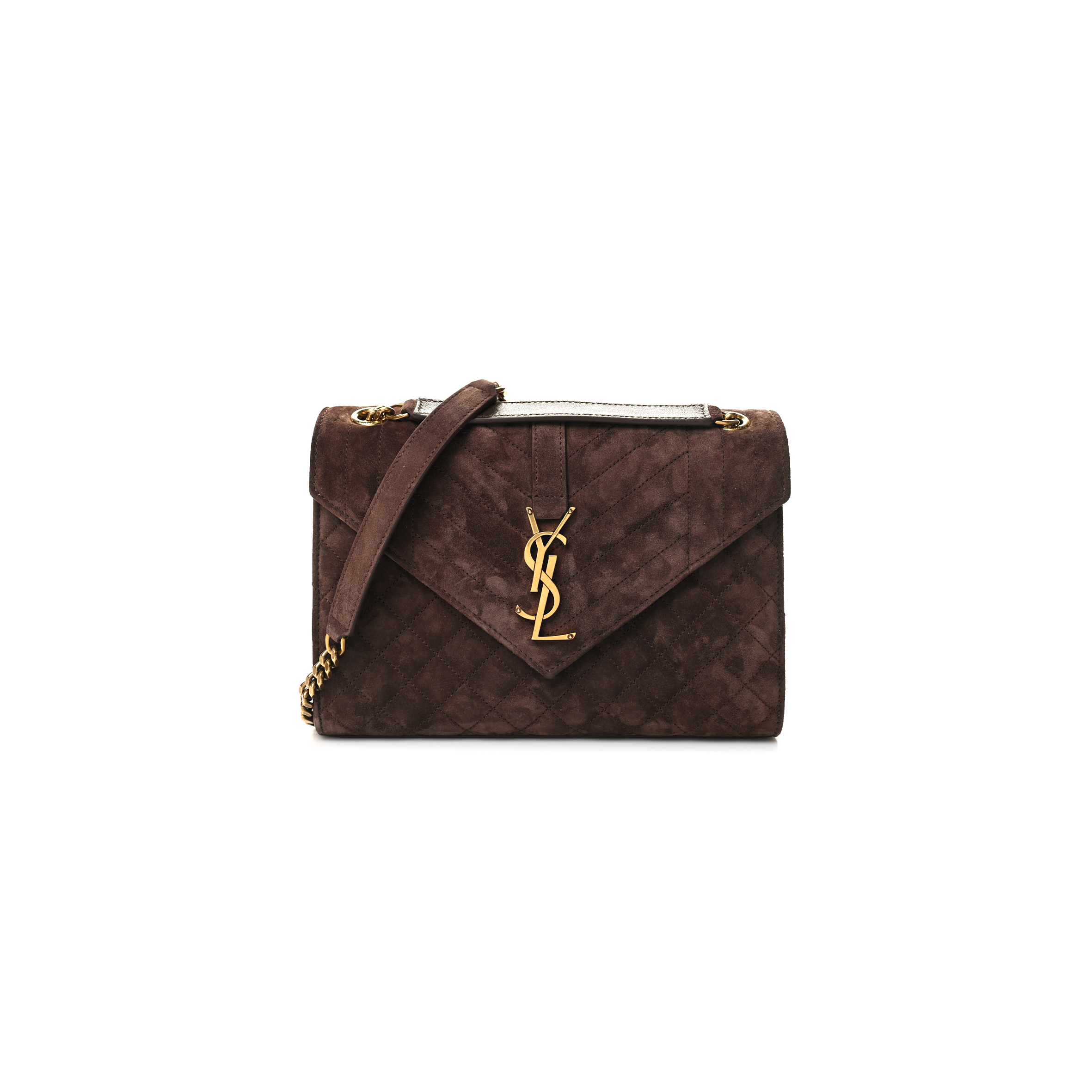 YSL ENVELOPE MEDIUM CHAIN BAG IN SUDE SHOULDER BAG 4872061557025 (24*17.5*6cm)